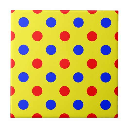Gelb Rot Blau Punkte Design Fliese (Vorderseite)