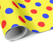 Gelb Rot Blau Punkte Design  Geschenkpapier (Rolleneckpunkt)