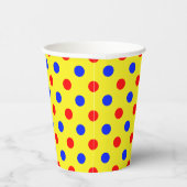 Gelb Rot Blau Punkte Design Pappbecher (Rechts)