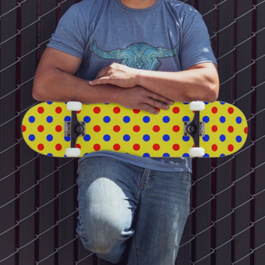 Gelb Rot Blau Punkte Design Skateboard (Außenbereich 3)