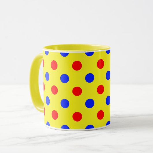 Gelb Rot Blau Punkte Design  Tasse (Vorderseite Links)