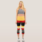 Gelb Rot Capri Leggings (Vorderseite)