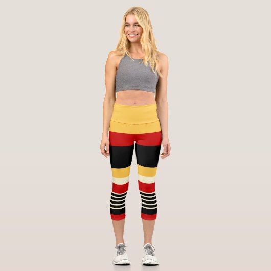 Gelb Rot Capri Leggings (Vorderseite)
