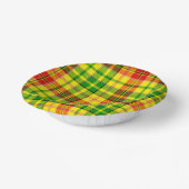 Gelb Rot Grün Kariertes Tartan Design  Pappteller (Gewinkelt)
