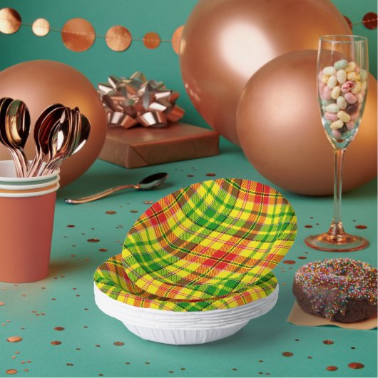 Gelb Rot Grün Kariertes Tartan Design  Pappteller (Multi)
