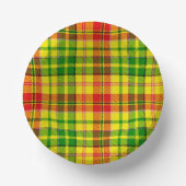 Gelb Rot Grün Kariertes Tartan Design  Pappteller (Vorderseite)