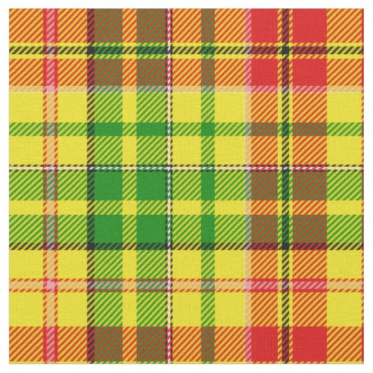 Gelb Rot Grün Kariertes Tartan Design  Stoff (Nahaufnahme)