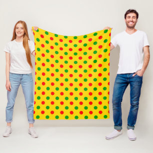 Gelb Rot Grün Polka Punkte Design  Fleecedecke