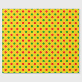 Gelb Rot Grün Polka Punkte Design Geschenkpapier (Flach)
