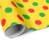 Gelb Rot Grün Polka Punkte Design Geschenkpapier (Rolleneckpunkt)