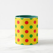 Gelb Rot Grün Polka Punkte Design  Tasse (Zentrum)