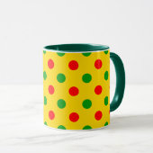 Gelb Rot Grün Polka Punkte Design  Tasse (VorderseiteRechts)