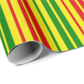 Gelb Rot Grün Streifen Muster Geschenkpapier (Rolleneckpunkt)