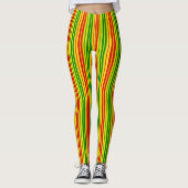 Gelb Rot Grün Streifen Muster Leggings (Vorderseite)