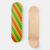 Gelb Rot Grün Streifen Muster Skateboard (Vorderseite)