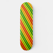 Gelb Rot Grün Streifen Muster Skateboard (Vorderseite)
