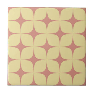 Gelb & Rot Koralle Mid-Century Modern Vintage Fliese