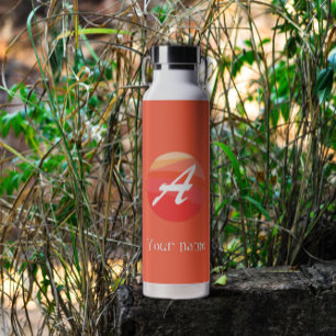 Gelb Rot Orange Monogramm Anfangsbuchstabe A Trinkflasche