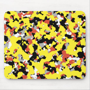 Gelb Rot Schwarz Grau Tarnung Camo Druck Mousepad