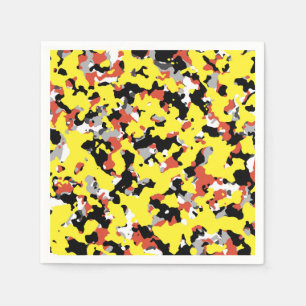 Gelb Rot Schwarz Grau Tarnung Camo Party Serviette