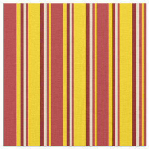 Gelb, Rot, Tan und Maron Lined/Strickmuster Stoff
