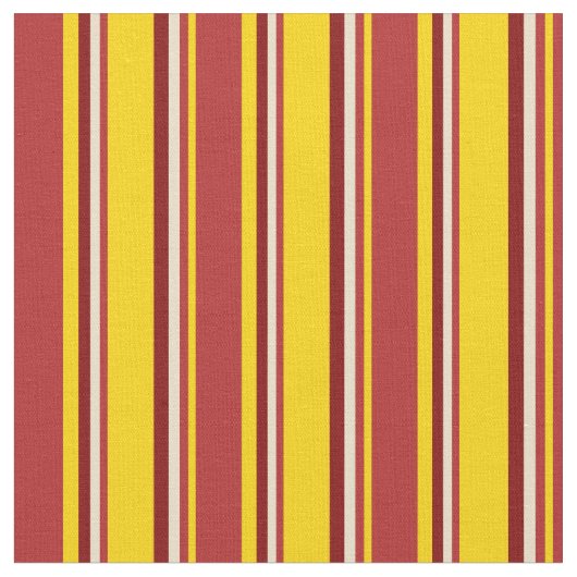 Gelb, Rot, Tan und Maron Lined/Strickmuster Stoff (Nahaufnahme)