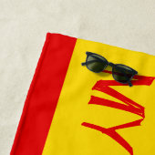 Gelb, rot, "TOUCH MEIN STRANDSTÜCK NICHT!" Strandtuch (Beispiel)