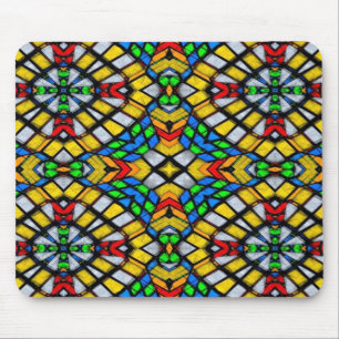 Gelb, Rot und Blau gestanztes Glas Mousepad