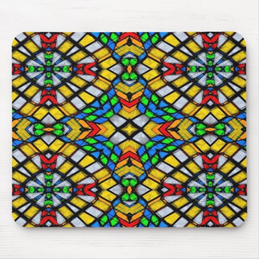 Gelb, Rot und Blau gestanztes Glas Mousepad (Vorne)
