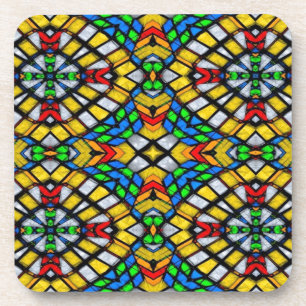 Gelb, Rot und Blau gestanztes Glas Untersetzer