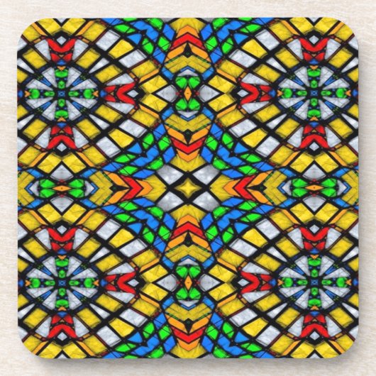 Gelb, Rot und Blau gestanztes Glas Untersetzer (Vorderseite)
