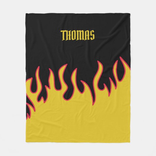 Gelb, Rot und Schwarze Flammen Personalisiert Fleecedecke (Vorderseite)