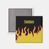 Gelb, Rot und Schwarze Flammen Personalisiert Magnet (Vorderseite/Rückseite)