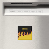 Gelb, Rot und Schwarze Flammen Personalisiert Magnet (In Situ (Geschirrspüler))