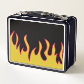 Gelb, Rot und Schwarze Flammen Personalisiert Metall Brotdose (Rückseite)