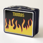 Gelb, Rot und Schwarze Flammen Personalisiert Metall Brotdose (Vorderseite)