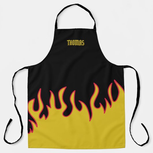 Gelb, Rot und Schwarze Flammen Personalisiert Schürze (Vorderseite)