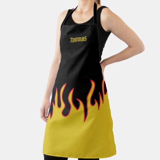 Gelb, Rot und Schwarze Flammen Personalisiert Schürze (InSitu)