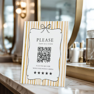 Gelb Rot Weiß Streifen Vintage-Schleife QR-Code Be Sockelschild
