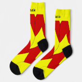 Gelb-Rote Art Deco-Design-Socken Socken (Linkes Detail)