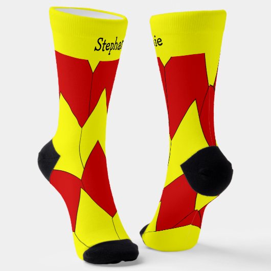 Gelb-Rote Art Deco-Design-Socken Socken (Gewinkelt)