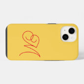 Gelb-rotes monogrammiertes klassisches Skript einf iPhone Hülle (Rückseite (Horizontal))