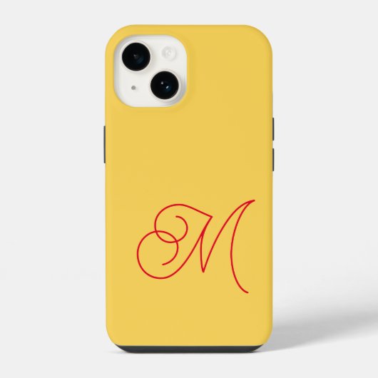 Gelb-rotes monogrammiertes klassisches Skript einf iPhone Hülle (Rückseite)