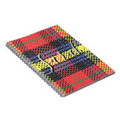 Gelb-rotes Tartan-Karo-Monogramm-Name Notizblock (Rechte Seite)