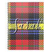 Gelb-rotes Tartan-Karo-Monogramm-Name Notizblock (Vorderseite)
