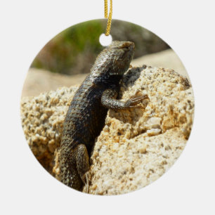 Gelb Rücken Stachelleguan in Joshua Tree Keramik Ornament