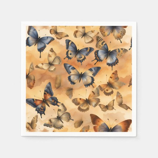 Gelb, sandgelb, ockerfarben, blaues Butt Serviette (Vorderseite)