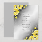 Gelb schimmernde moderne Hochzeit Einladung (Vorne/Hinten)