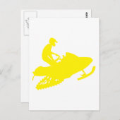 Gelb-Schneemobil Postkarte (Vorne/Hinten)