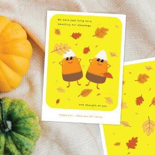 Gelb   Schokoladen-Candy Corn-Pärchen   Herbst Feiertagskarte
